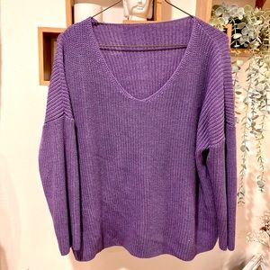 BZB Women's V Neck Long Sleeve Knit Loose Oversized Pullover Sweater / Small